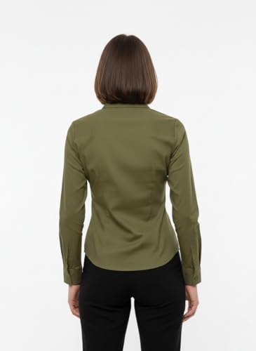 Image of modny Women Formal Cotton Shirt | Full Sleeve Regular Fit with V-Shape Collar | Stylish Casual & Office Wear Shirt | Available in Plus Sizes