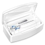 Plastic Sterilizing Tray-Sterilization Tray,Clean Sterilizer Box Storage Organizer for Nail,Tweezers,Hair Salon,Spa & Cutter Manicure Equipment-Clear Lid (Thickened - white)