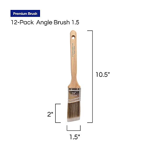 Pro Grade - Paint Brushes - 12Ea 1.5\" Angle Brushes