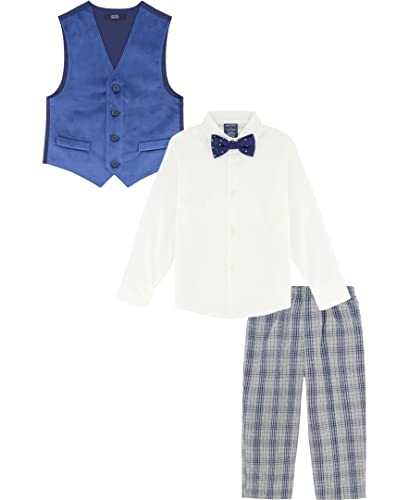 Image of Nautica Boys' 4-piece Formal Suit Set with Vest, Pants, Collared Dress Shirt, and Tie