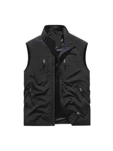 Chaleco de pesca para hombre reversible con multibolsillos para tiempo libre 4
