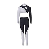 VSSZICP Dark Danny Cosplay Costume Dan Phantom Costume Suit Crop Top with Pants Halloween Outfit for Women (L)
