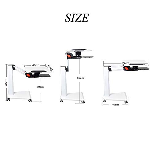 Multifunctional Rolling Laptop Desk,overbed Table Adjustable Laptop Stand For Bed & Sofa,rotating Bed Computer Desk Notebook Desk-white