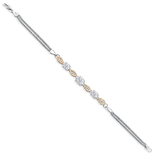 Gem Stone King 925 Silver and 10K Yellow Gold White Moissanite and White Lab Grown Diamond Bracelet For Women (1.96 Cttw, Gemstone, Oval, Wheat Chain, 6.5/7/7.5 Inches)4
