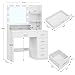 Quimoo Vanity Desk with Mirror & Lights, Makeup Vanity with 5 Drawers & Storage Shelves, White Vanity Table, 3 Color Modes & Adjustable Brightness, Dressing Table, Bedroom