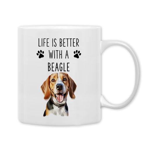 Mug de cerámica QASHWEY para amantes de Beagle 11oz miniatura 1
