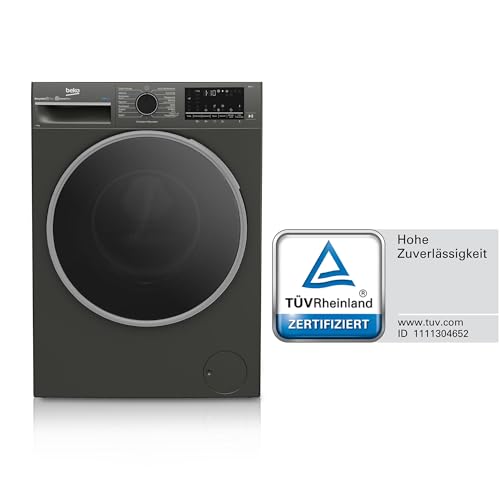 Beko B3WFT59415M Waschvollautomat, Waschmaschine, 9kg, 1400 U/min, SteamCure Dampffunktion, allergikergeeignet, AddXtra-Nachlegefunktion, Ironfast, AquaWave-Schontrommel, Bluetooth-Steuerung, Grau