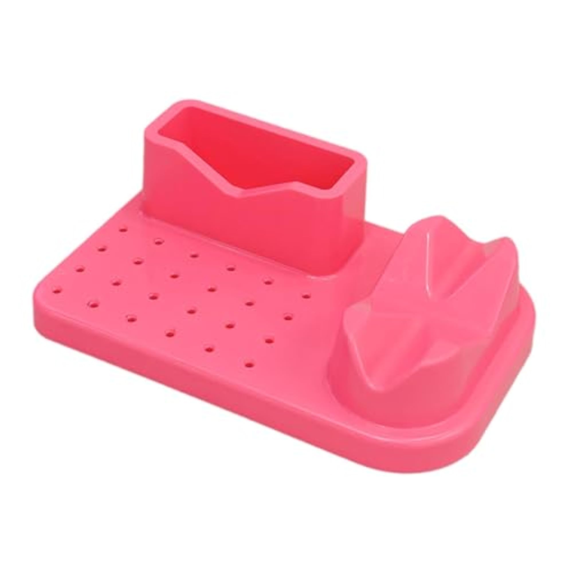 Nail Art Polishing Grinding Organizer Desk with 20 Holes, Deep Pink