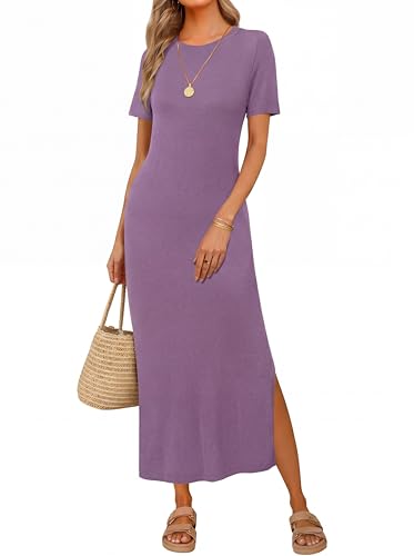 Image of Arach&Cloz Women's Wool Blend Lightweight Spring Casual T Shirts Maxi Dress 2026