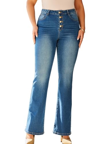Boot Cut Jeans for Woman Stretch Jeans with high Waisted & Womens Bootcut Jeans with a 4 Button Closure （Regular）