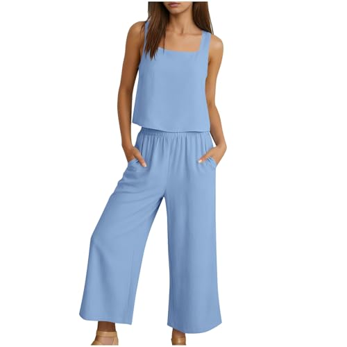 Ensemble lin co ord haut de gamme pour femme avec pantalon large fluide d'été