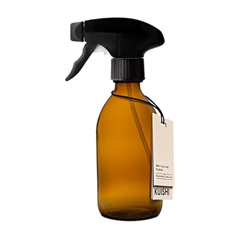 Kuishi Amber Brown 250ml Spray Bottle with Black Mister Nozzle, Stream Spray Bottle with BPA-Free Materials, Suitable with all Fluids, High Pressure Power Trigger, Single 1 Pack Cover