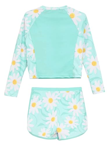 Kids Girls Rash Guard Swimsuit Long Sleeve Swim Tops with Shorts Set Beach Sport Swimwear4