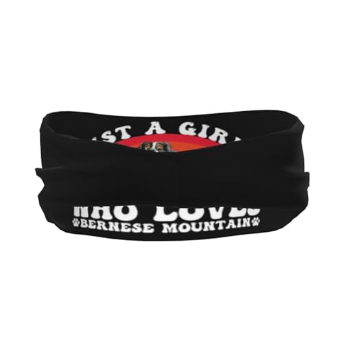Just A Girls Who Loves Bernese Mountain Dog Adjustable Sports Headband Moisture Wicking Sweatband for Running Workout3