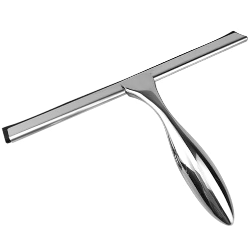 Image of All-Purpose Shower Squeegee for Shower Glass Door, Stainless Steel Shower Squeegee, Bathroom Cleaner Tool, 10 Inch