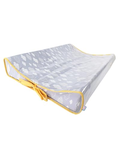 Trocador Americano Nuvens Com Fundo Cinza + Amarelo - Incrível! Bebê Querido