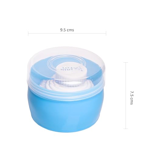 Image of THE LITTLE LOOKERS Portable Baby Skin Care Baby Powder Puff with Box Holder Container for New Born Baby Face and Body (Blue')