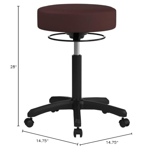 Image of Perch Life Height Adjustable Stool | Medium Bench Height 20.5-28 inch | Burgundy Fabric