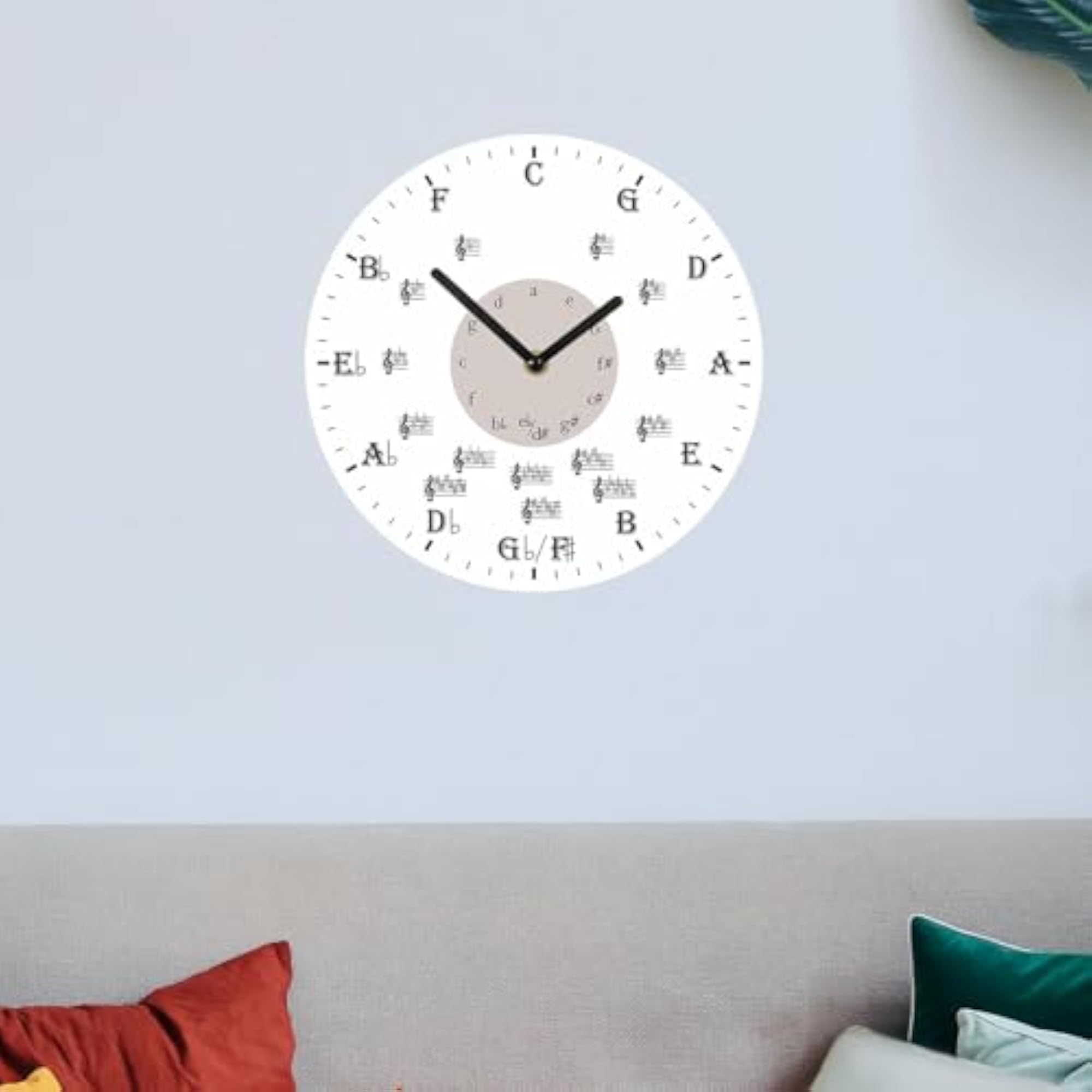 Round Music Note Wall Clock, Creative Decor