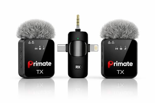 Image of Primate 3-in-1 Wireless Noise Reduction Microphone for Smartphone & Camera | 164ft Range, 20 Hours Battery Life | Ideal for YouTube, Vlogging & Interviews