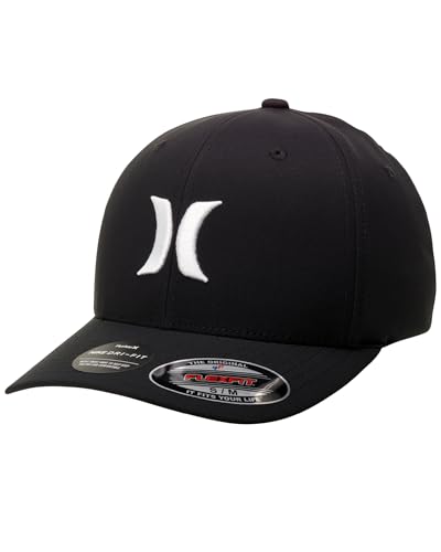 Image of Hurley Mens Baseball Cap - Moisture Wicking Curved Brim Flexfit Fitted Hats for Men with H2O-Dri Sweatband (Sizes: S-XL)
