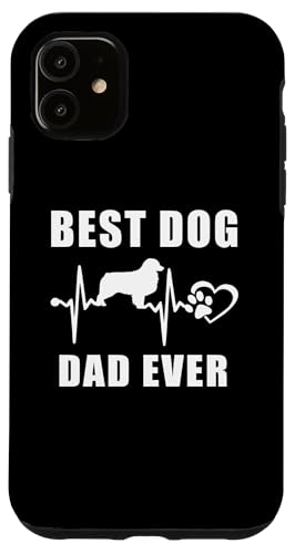 Carcasa para iPhone 11 Best Dog Dad Ever Australian Shepherd Dog Heartbeat