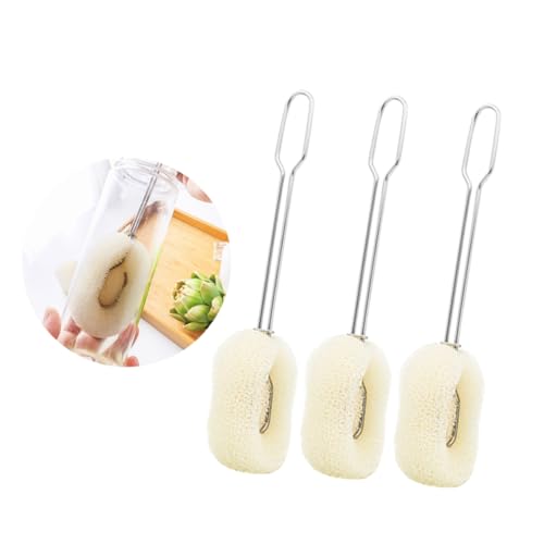 KOMBIUDA 3pcs Cup Brush Cleaner Bottle Brush Sponge Bottle Cleaner Brush for Bottle White