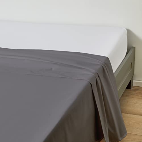 Duquennoy & Lepers - Drap Plat 2 Personnes 270x300 Gris - Percale 80 Fils uni Cover
