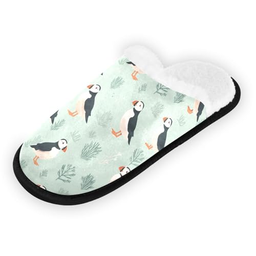 Green Tree Puffins Slippers For Women Men Soft Memory Foam Non-Slip Animal Winter Indoor House Shoes Travel Slipper2