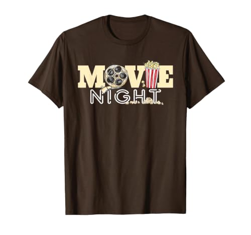 Movie Night T-Shirt Family Movie Night Shirts Popcorn Tees T-Shirt, Men, Brown, Medium