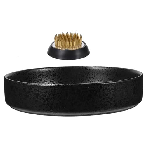 Toddmomy Flower Frog Vase Round Flower Frog Floral Pin Holder for Florist Supplies DIY Flower Arrangement Zen Ceramic Bowl