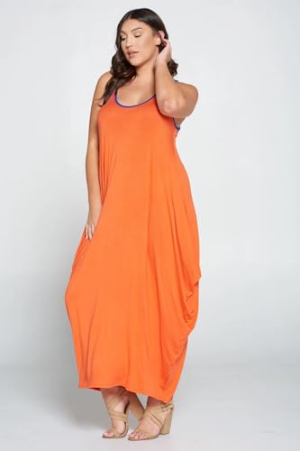 Image of BFFBABY Women's Casual Maxi Dress Sleeveless Tie Dye Spaghetti Strap Summer Plus Size Swing Sundress with Pockets