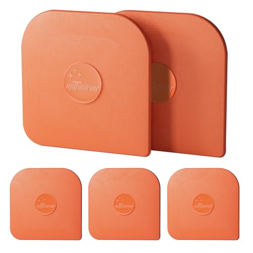 Image of Pan Scraper, 5 Pcs Pot Scraper Plastic, Pot Scraper Non Scratch for Cast Iron, Pot and Pan Cleaning, Sturdy Scraper Kitchen Tool-Orange