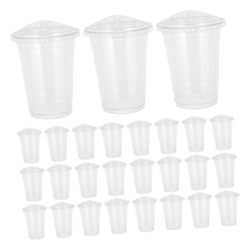 Cabilock 100PCS Disposable Milkshake Cups with Lids 500ml Plastic Cold Drink Cups for Ice Coffee Juices and Beverages for Outdoor Events and Parties