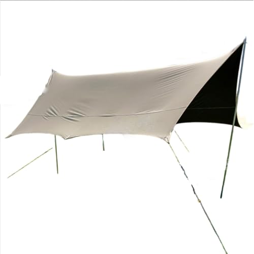Lona de camping con postes regulables toldo dorado impermeable de 4.4 x 4.5m para hamacas 2