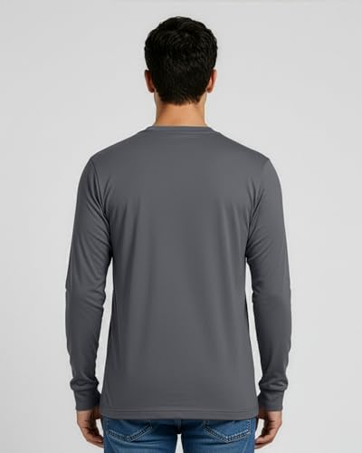 Image of Real Essentials 4 Pack: Men's Cotton Long Sleeve Crew Neck T-Shirt - Soft Work Casual Jersey Tees