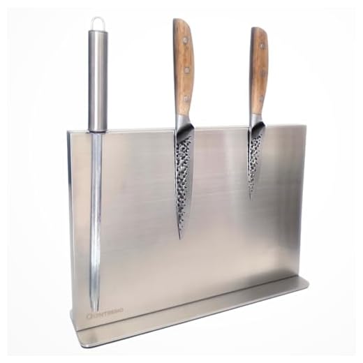 QUINTESSIO - Portacoltelli magnetico XL - ceppo magnetico bifacciale per coltelli vuoto - portacoltelli da cucina - ceppo per coltelli da cucina vuoto - ceppo per coltelli in acciaio inox vuoto