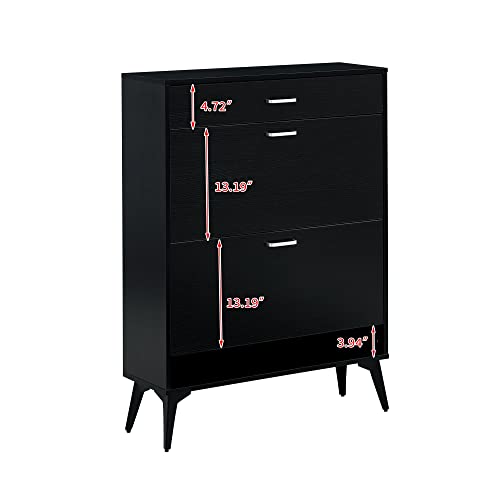 Me2 Shoe Cabinet For Entryway With 1 Slide Drawer & 2 Flip Drawers, Freestanding Shoe Rack Storage Organizer (Black) #TOP7
