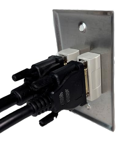 Kit de placa de pared DVI dual con cables de extensión DVI-D de 1.5 pies y acopladores 3