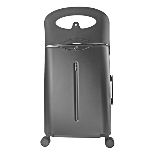 MiaMily Check-In Ride-On Luggage with Built-In Seat 77L Checked Suitcase for Kids & Adults Hard Shell 360 Spinner Wheels TSA Lock Travel Luggage (Charcoal Grey)