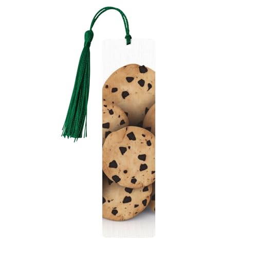 クッキー フード チョコレート チップ ビスケット 木製 しおり 5個 天然樺材 しおり カラフルなタッセル付き パーソナライズ 木製 吊り下げタグ オーナメント DIY クラフト しおり 男性用 女性 本好き向け