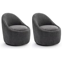 COLAMY Chenille Fabric 360 Swivel Accent Chair Set of 2, Dark Gray