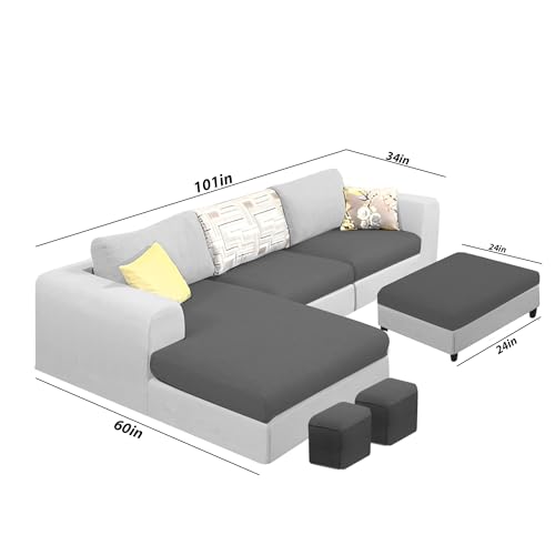 Image of Koza LHS 4 Seater L Shape Sofa Set with Center Table for Living Room (Black Grey Fabric) Premium Fabric Sofa