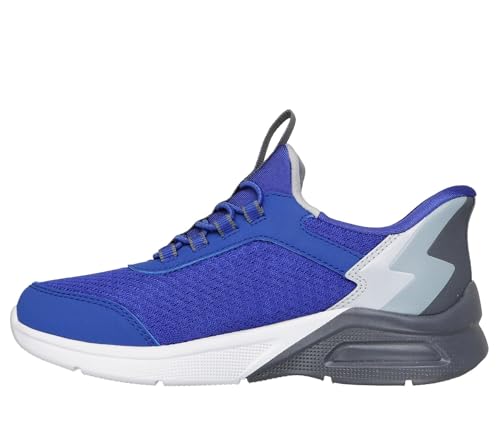 Skechers Microspec MAX Brisk-Stripe, Zapatillas, Blue Textile/Synthetic/Gray Trim, 34 EU