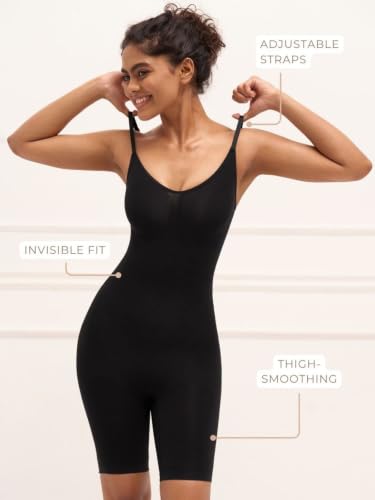 Image of UNDERNEAT Womens Seamless Mid-Thigh Bodysuit | Full Bodyshaper with Adjustable Straps | Made with Premium Airflow+ Fabric | Tummy and Thigh Control Shapewear | All Day Comfort Wear