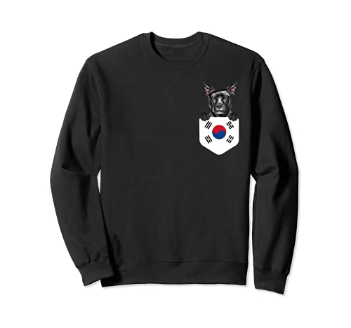 South Korea Flag Staffordshire Bull Terrier Dog In Pocket Sweatshirt, Black