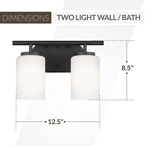 Image of Generation Lighting 2-Light Oslo Bath Fixture Wall Lamp Midnight Black 41161-112, Bathroom Light Fixture for Home Decor, Vanity Light Fixture Uses A19 Standard or LED Light Bulbs
