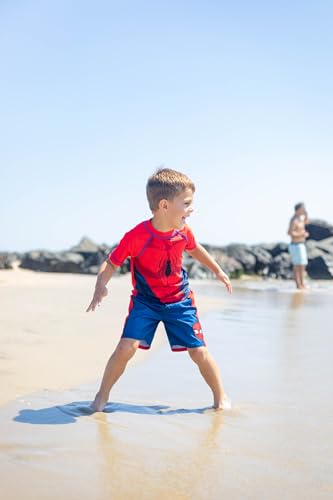 Marvel Raglan Rash Guard and Swim Trunks UPF 50+ Outfit Set Toddler to Big Kid Sizes (2T - 18-20)