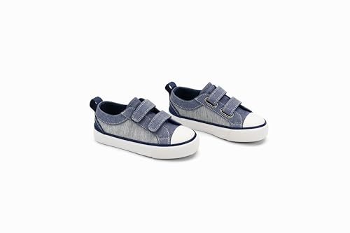 ANTLULU Boys and Girls Canvas Shoes Dual Adjustable Hook and Loop Classic Low Top Kids Sneakers3