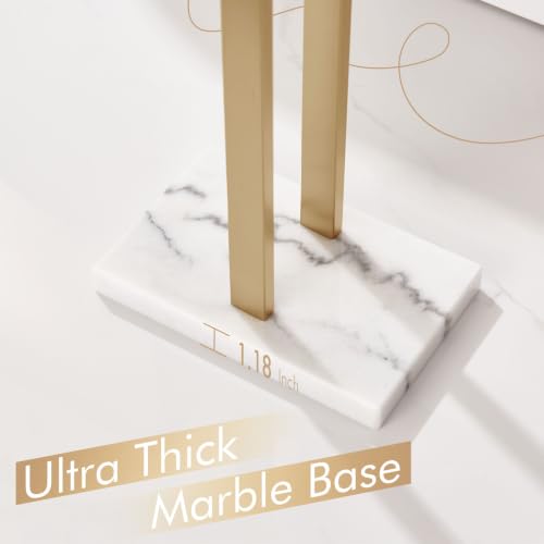 Image of KOKOSIRI Standing Towel Rack for Bathroom Floor 2-Tier Towel Holder Free Stand with Heavy Marble Base Thicken Steady Champagne Bronze Stainless Steel THS0005-CPG